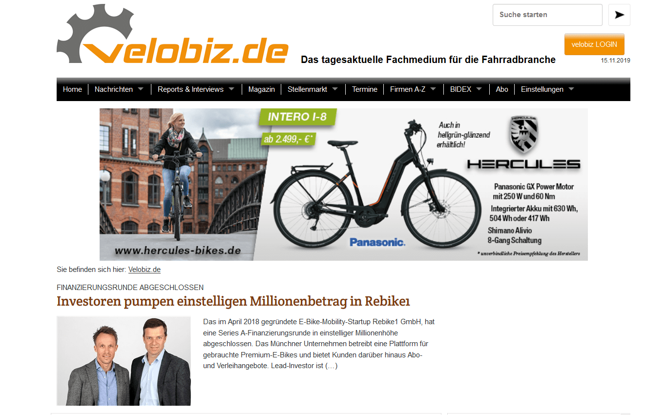Investoren pumpen einstelligen Millionenbetrag in rebike1