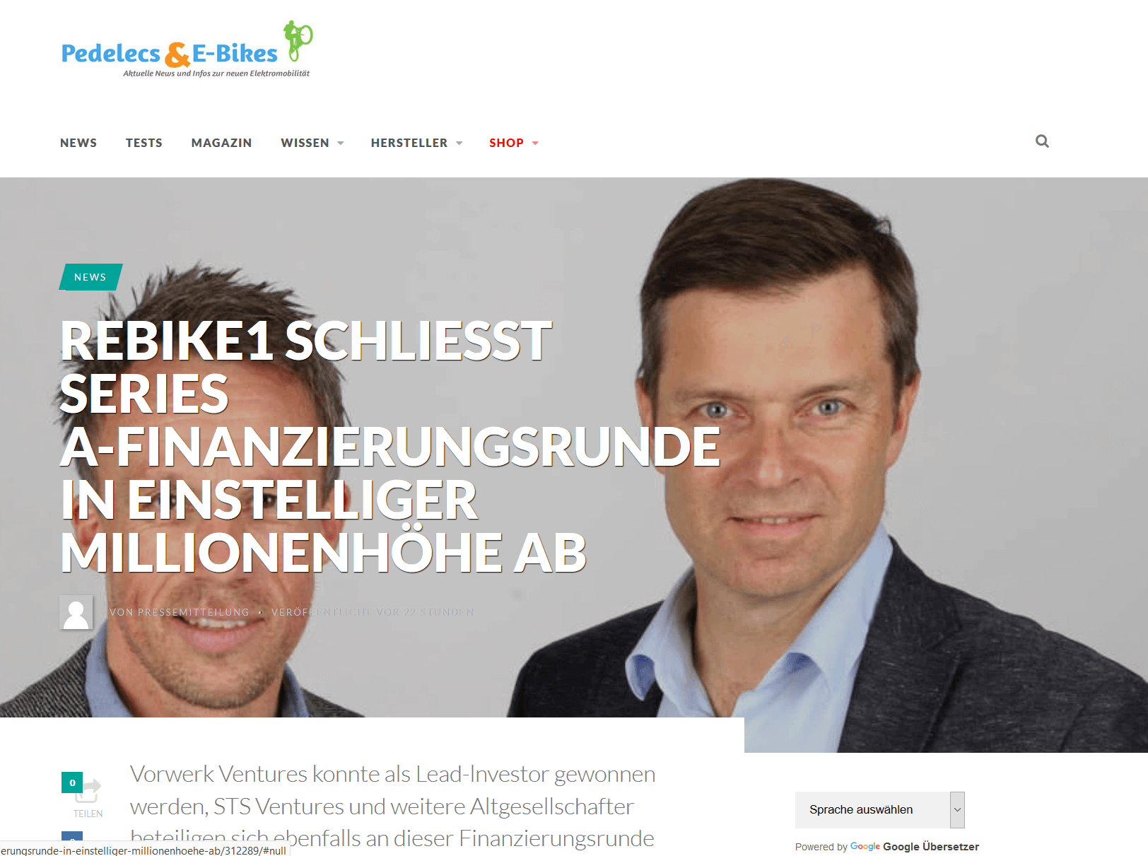 rebike1 schließt Series A-Finanzierungsrunde in einstelliger Millionenhöhe ab